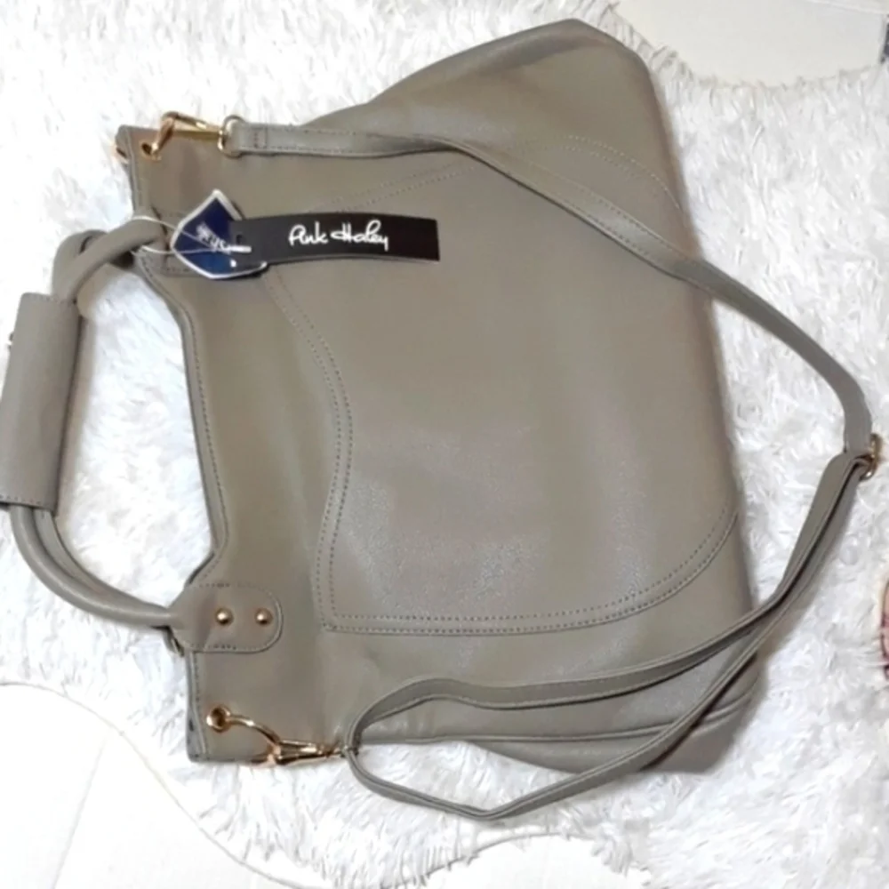 Pink Haley Faux Pebble Leather Large Tote Bag